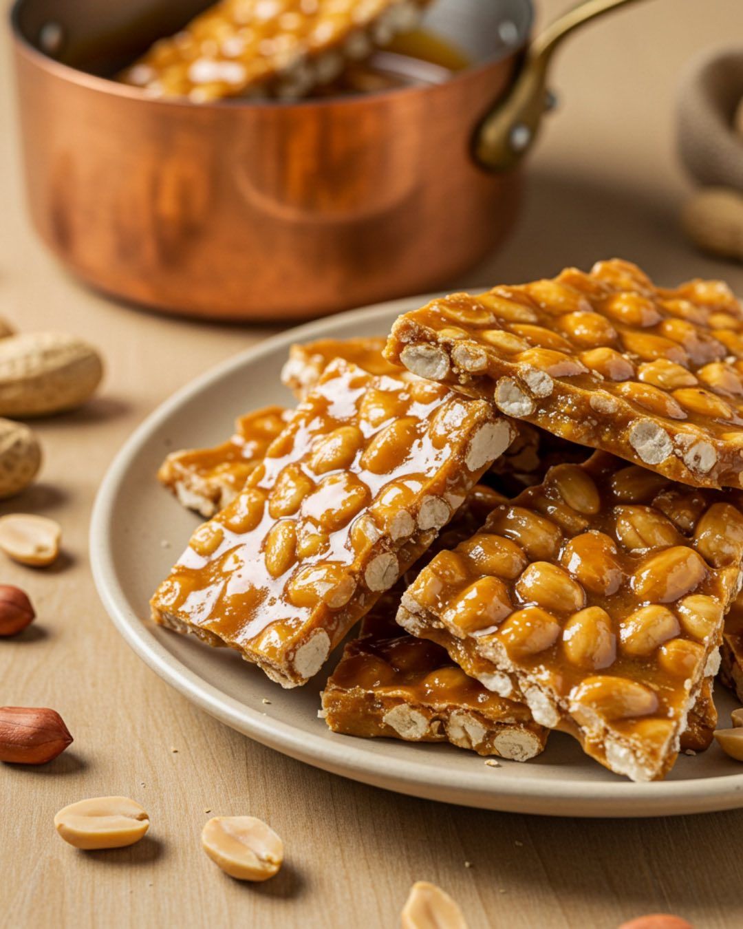 Pé de moleque em pedaços